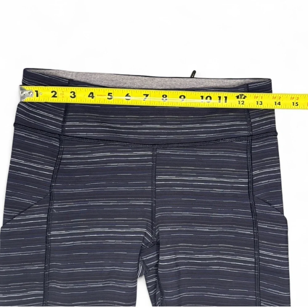 Lululemon Pace Rival Crop Leggings – Cyber Stripe Naval Blue Size 6